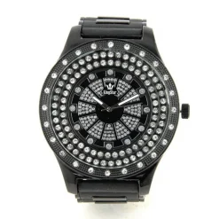 Montre bling-bling gangsta strass rap hip-hop luxe noir diamant brillant