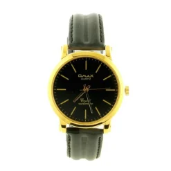 Montre boîtier doré marque OMAX bracelet cuir noir