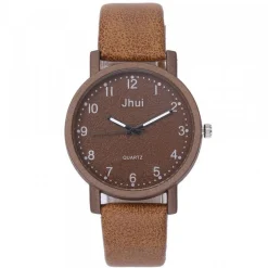 Montre bracelet cuir café pas chère