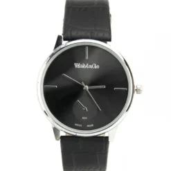 Montre bracelet cuir noir femme Womage