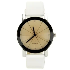 montre bracelet cuir PU blanc femme pas chère