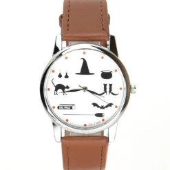 Montre bracelet cuir pu cappuccino Halloween ok time