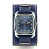 Montre bracelet de force cuir véritable bleue