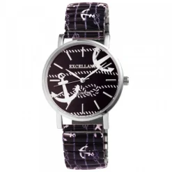 Montre Bracelet Elastique Ancre Marin Noir