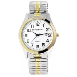 Montre Bracelet Elastique Dateur Bicolore Excellanc