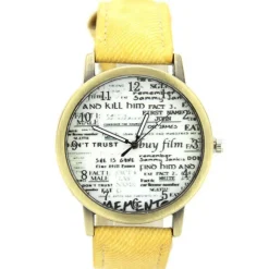 Montre bracelet jaune style vintage homme et femme