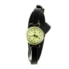 Montre bracelet long femme pas chère en cuir noir vintage