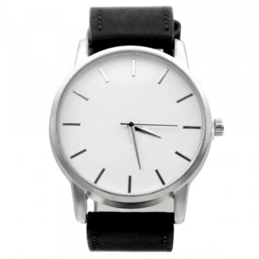 Montre Bracelet Noir Cuir PU pas chère