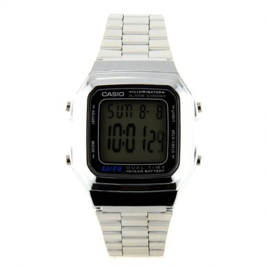 Montre Casio pas chère multifonction grand cadran LCD date, lumière alarme