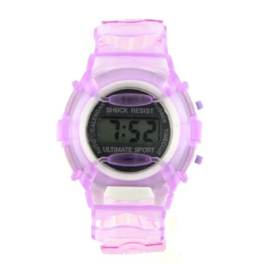 Montre Chronomètre électronique Violet LCD pas chère