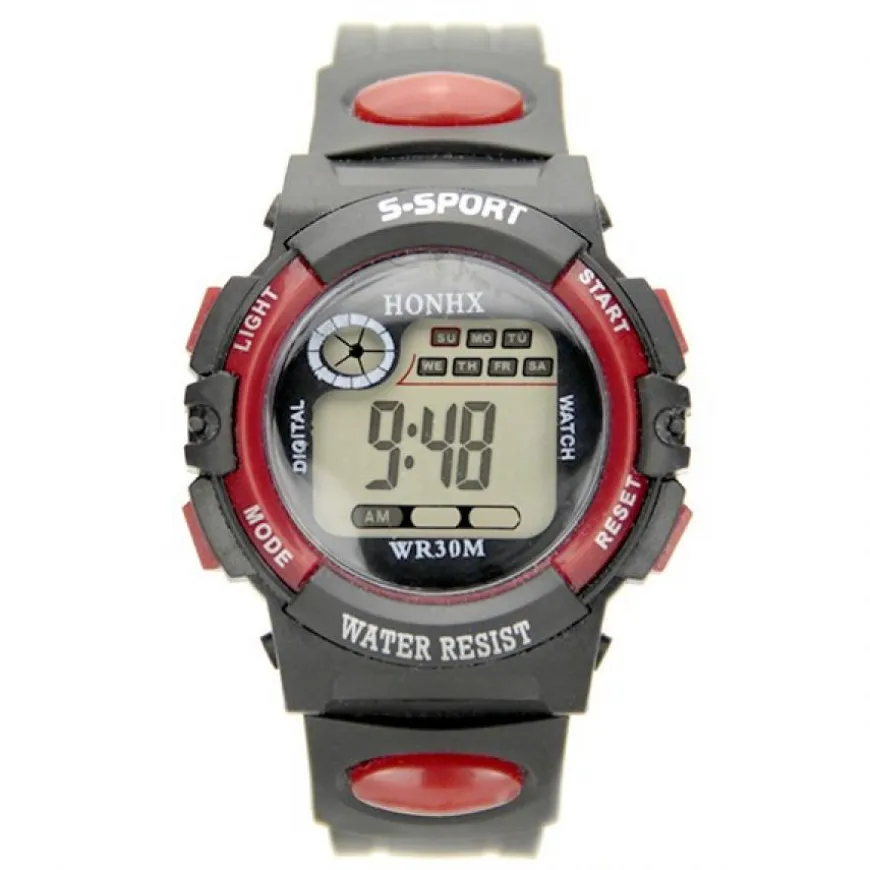 Montre chrono sport noir et rouge pas chère