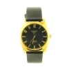 Montre cuir noir boîtier et chiffres dorés marque OMAX