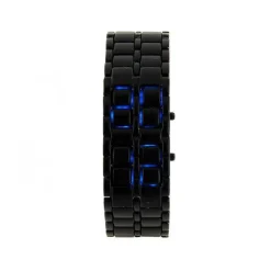 Montre Dark Samurai pas chère Noir LED Bleu métal date