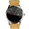 Montre dateur gros cadran homme bracelet moutarde