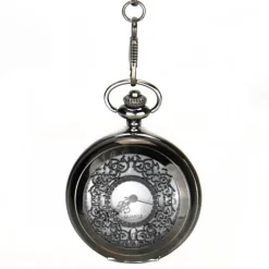 Montre à gousset noire avec chaine