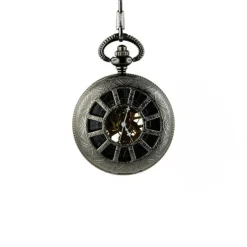 Montre à gousset squelette ancienne noir + chaine mécanique