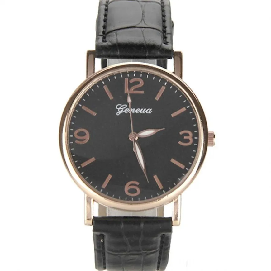 Montre homme élégante bracelet noir cuir