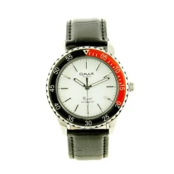 Montre homme marque OMAX bracelet noir boîtier argenté
