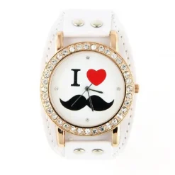 Montre moustache bracelet de force tendance blanche