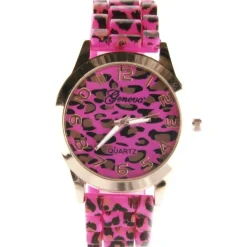 Montre pas chère Geneva femme léopard