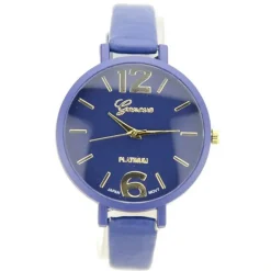 Montre pas chère Marque Geneva femme bracelet fin bleu