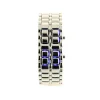 Montre pas chère Samurai argentée LED bleues date