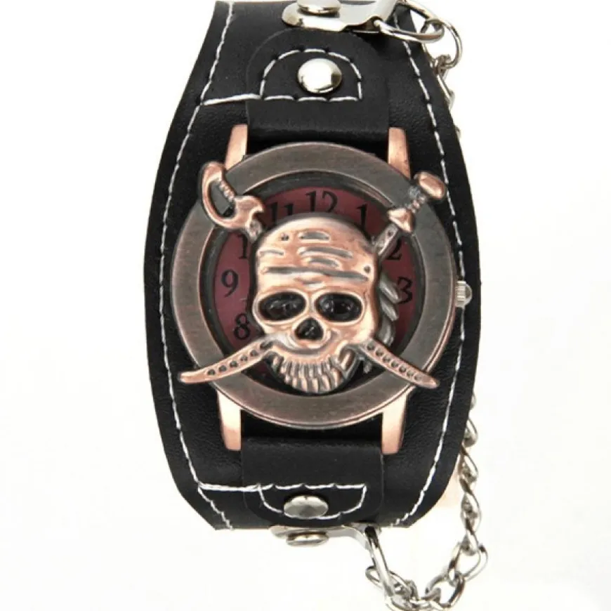Montre pas chère tête mort bracelet de force pirate