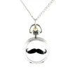 Montre pendentif moustache argenté + chaine de cou
