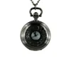 Montre pendentif noir style gousset motif floral fleur vintage