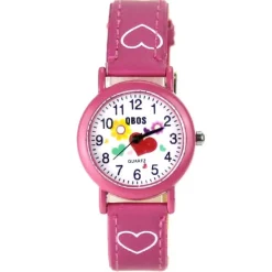 Montre pour Enfant Rose Motif Coeurs