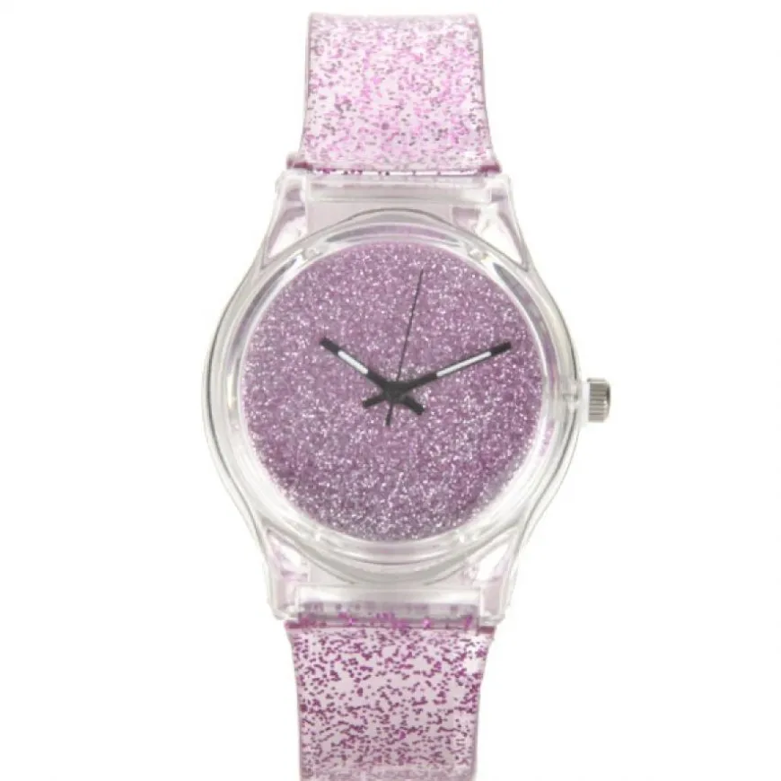 Montre rose paillette femme