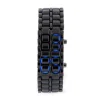 Montre samouraï métal noir unisexe LED bleues mutlifonction date