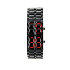 Montre Samurai Noir LED Rouge pas chère bracelet métal
