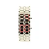 Montre Samurai Rouge LED pas chère Argenté métal dateur