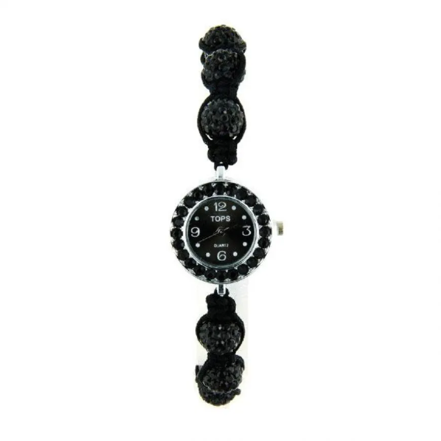 Montre Shamballah noir femme pas chère crystal