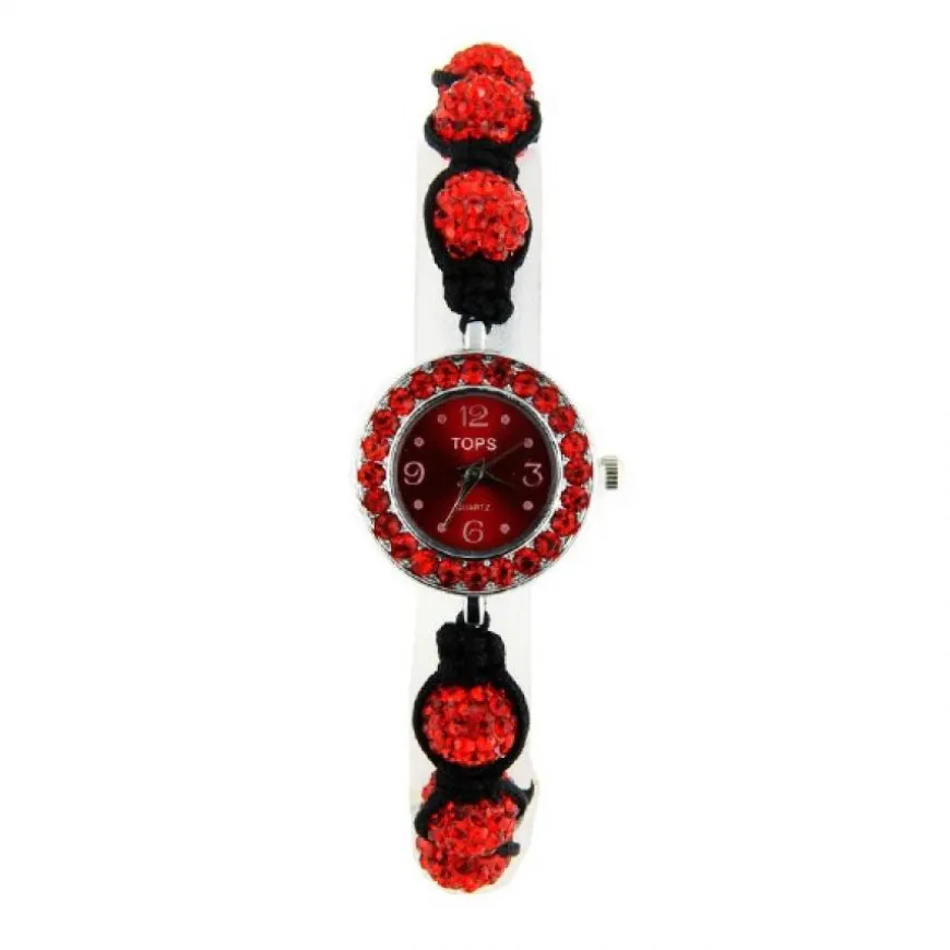 Montre Shamballah pas chère femme Tibetain boules rouge
