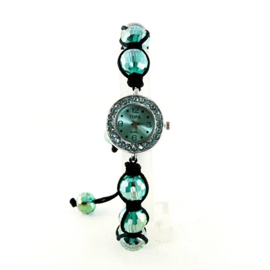 Montre Shamballa pas chère bleue reflet bracelet tibet