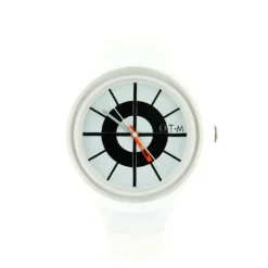 Montre silicone blanche pas chère de marque OTM longue trotteuse