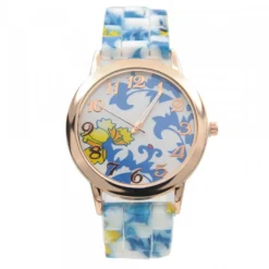 Montre Silicone Femme pas chère Ornement Fleur Bleues