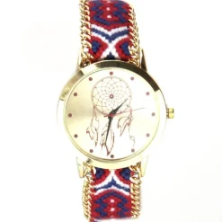 Montre tissu bleu blanc rouge bracelet bresilien