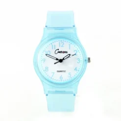 Montre transparent bleu femme enfant plastique