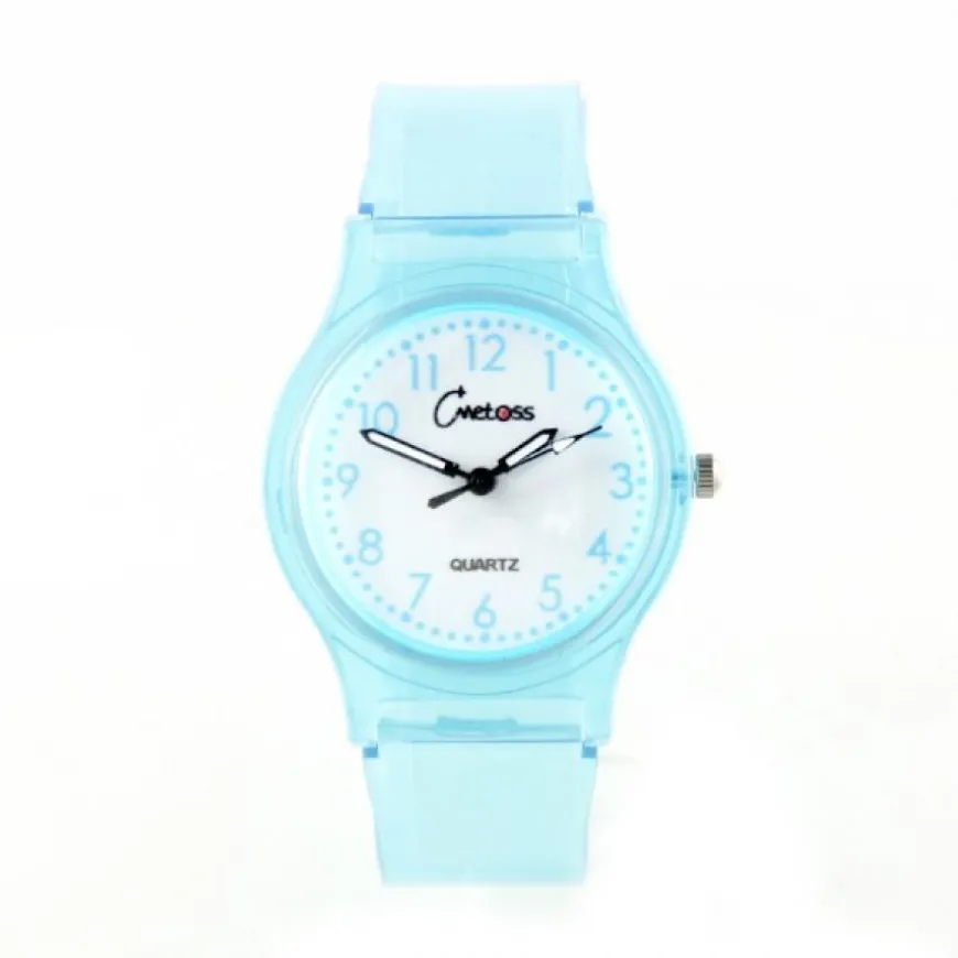 Montre transparent bleu femme enfant plastique