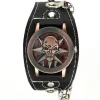 Montre tête de mort bracelet de force pas cher chaine surpiqure blanche