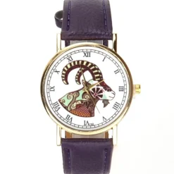 Montre violet pas chère bracelet cuir