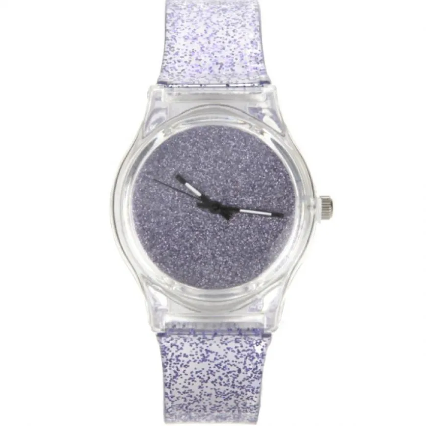 Montre violette originale pas chère paillettes