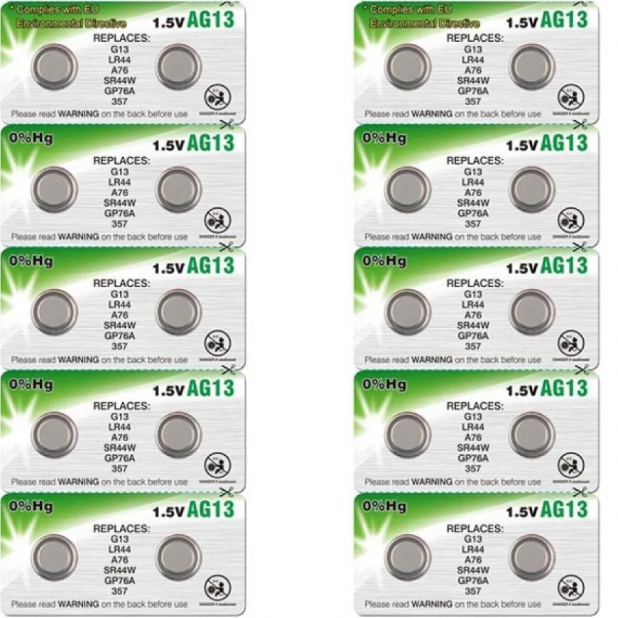 Pack de 20 Batteries de montre AG13 1,5 V alcaline