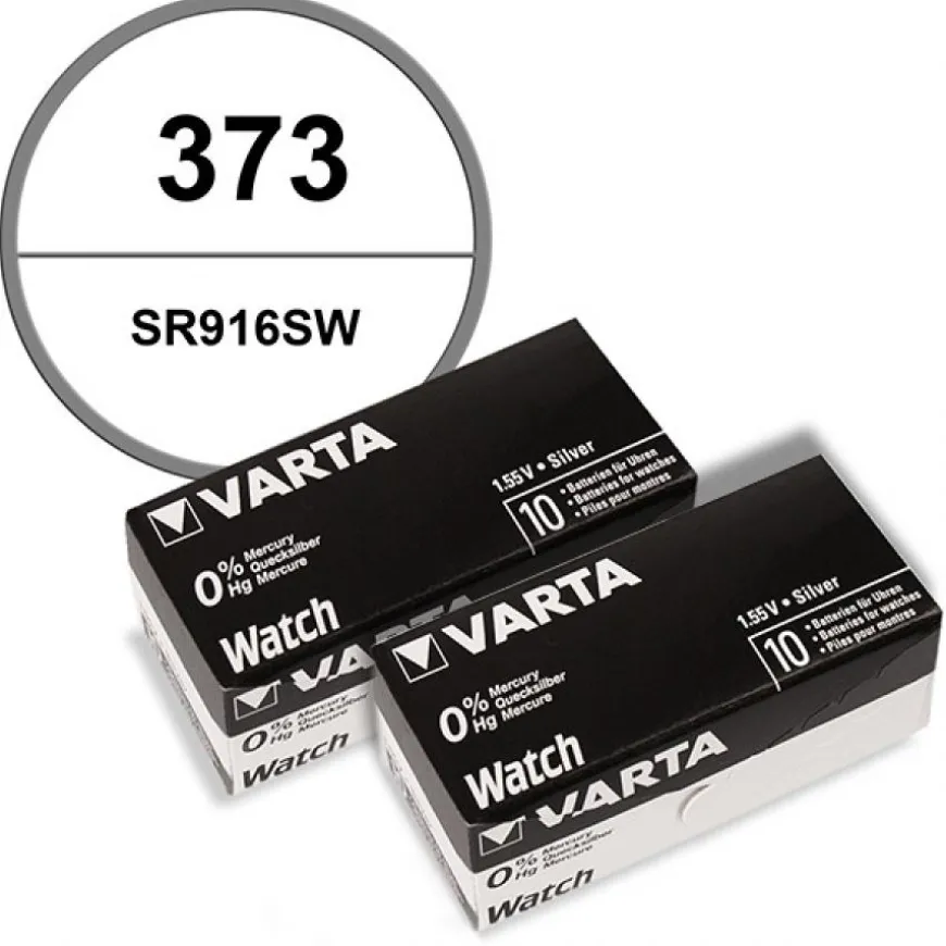 Pack de 20 Batteries 1,55 V alcaline 373 Varta pour montre
