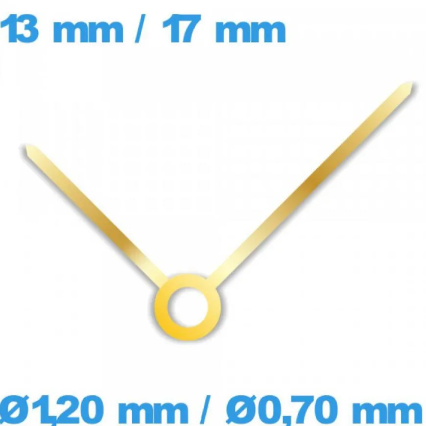 Paire d'aiguille doré (Ø1,20 mm / Ø0,70 mm) pour mouvement montre
