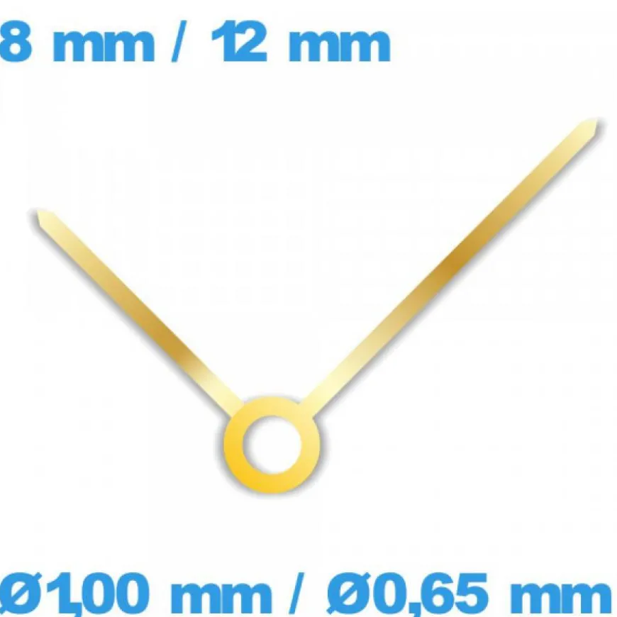 Paire d'aiguille doré pour mouvement de montre (Ø1,00 mm / Ø0,65 mm)