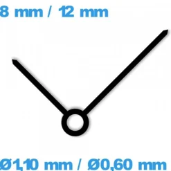 Paire d'aiguille Suisse cadran central noir (Ø1,10 mm / Ø0,60 mm)